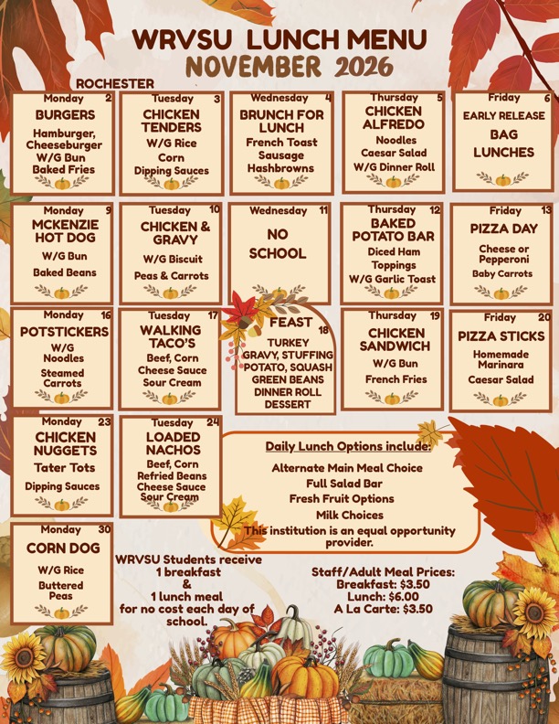 November lunch menu